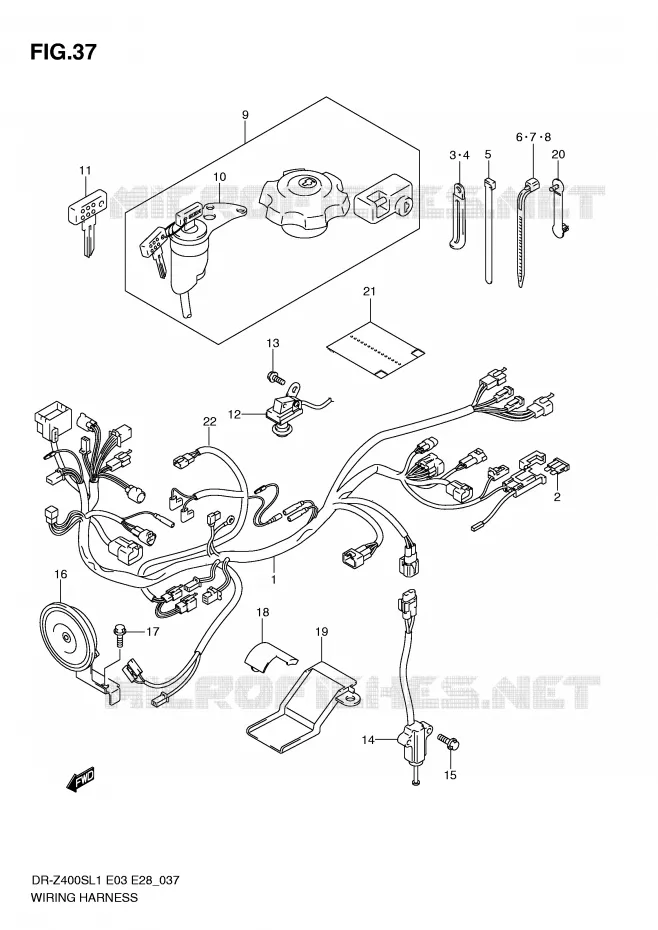 BEDRADING (DR-Z400SL1 E33) Suzuki MOTO 400 DR-Z 2011  DR-Z400SL1(E3/E28)