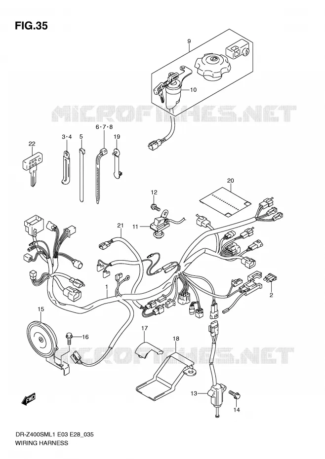 BEDRADING (DR-Z400SML1 E3) Suzuki MOTO 400 DR-Z 2011  DR-Z400SML1(E3/E28)