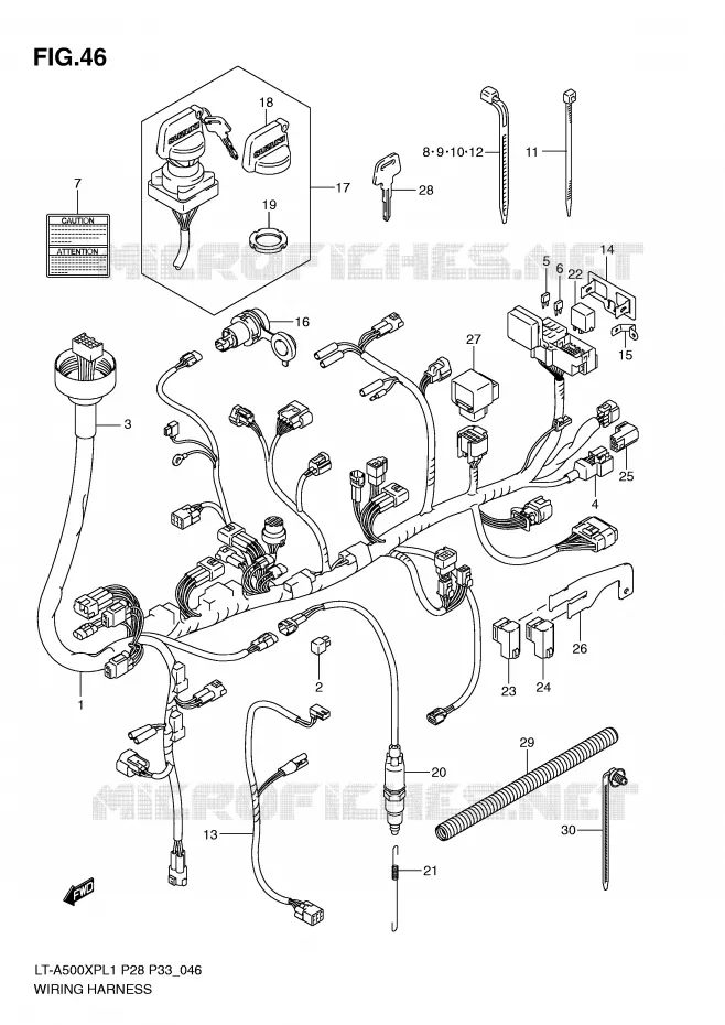 BEDRADING (LT-A500XPL1 P28) Suzuki QUAD 500 KINGQUAD 2011  LT-A500XPL1(P28/P33)