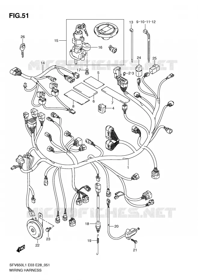 BEDRADING (SFV650AL1 E33) Suzuki MOTO 650 GLADIUS 2011  SFV650L1(E3/E28)