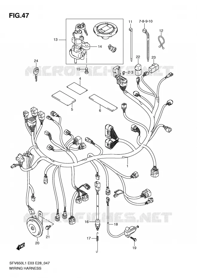 BEDRADING (SFV650L1 E28) Suzuki MOTO 650 GLADIUS 2011  SFV650L1(E3/E28)