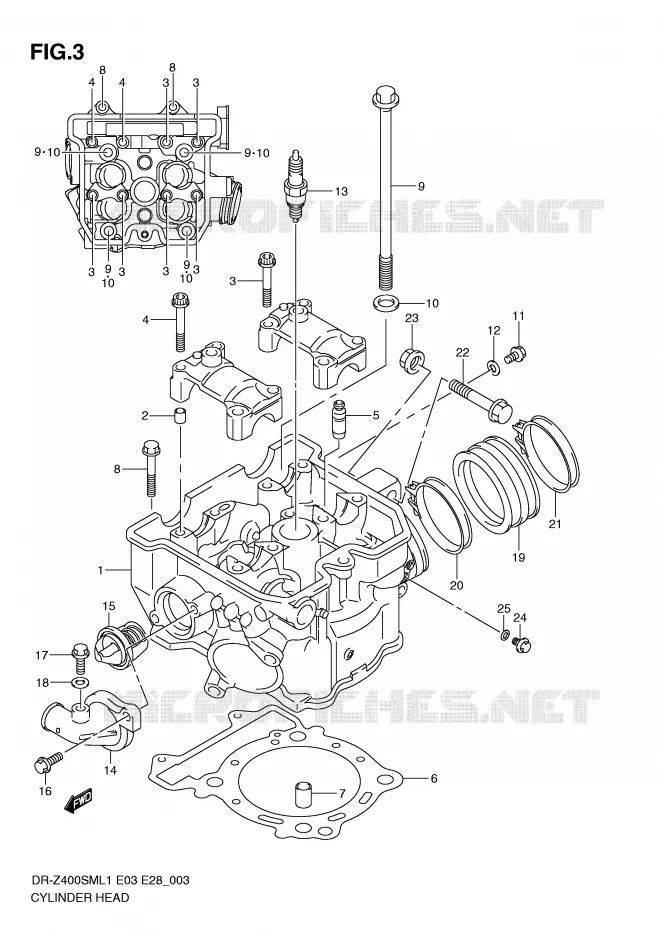 CILINDERKOP Suzuki MOTO 400 DR-Z 2011  DR-Z400SML1(E3/E28)