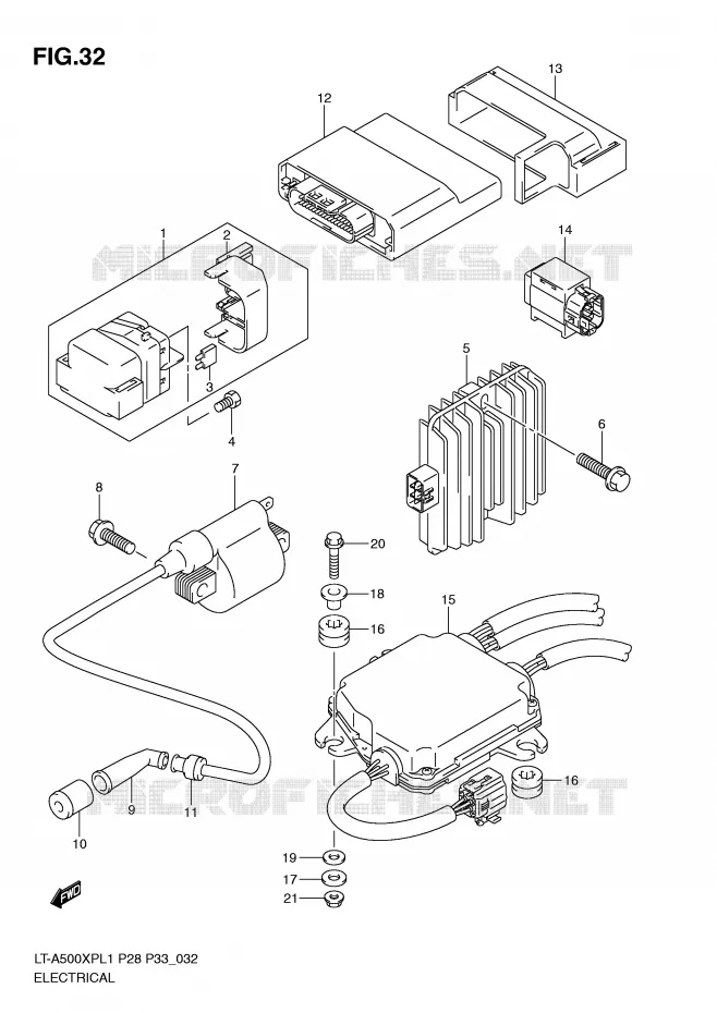 ELEKTRISCH Suzuki QUAD 500 KINGQUAD 2011  LT-A500XPL1(P28/P33)