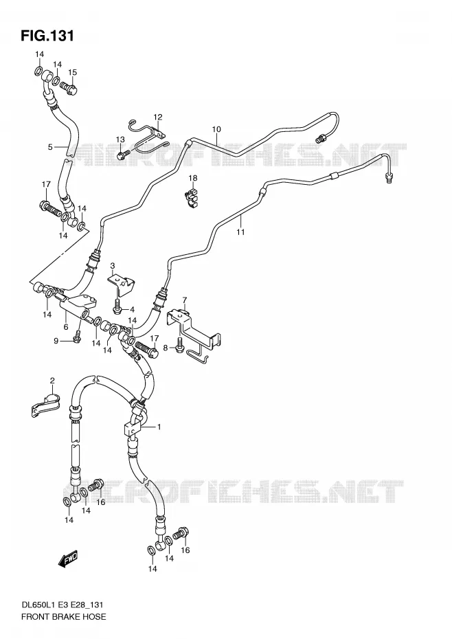FRONT REMSLANG (DL650AL1 E3) Suzuki MOTO 650 V-STROM 2011  DL650AL1(E3)