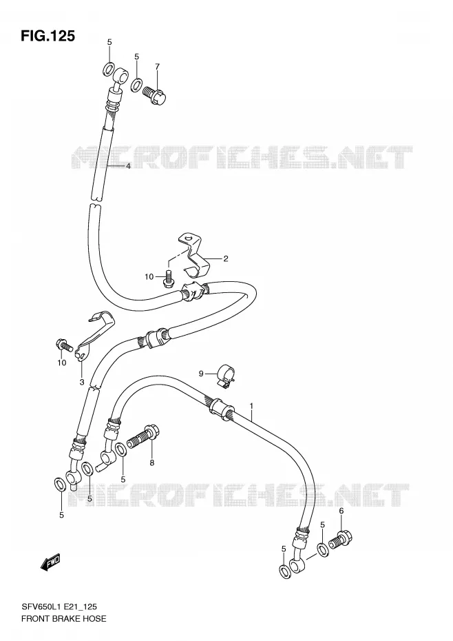 FRONT REMSLANG (SFV650L1 E21) Suzuki MOTO 650 GLADIUS 2011  SFV650L1(E21)