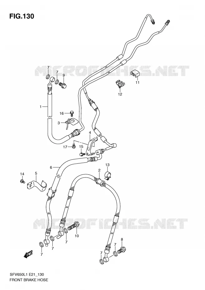 FRONT REMSLANG (SFV650UAL1 E21) Suzuki MOTO 650 GLADIUS 2011  SFV650UAL1(E21)