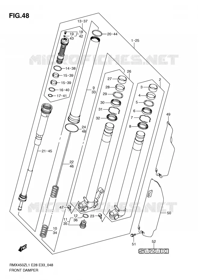 FRONT SCHOKDEMPER Suzuki MOTO 450 RMX-Z 2011  RMX450ZL1(E28/E33)