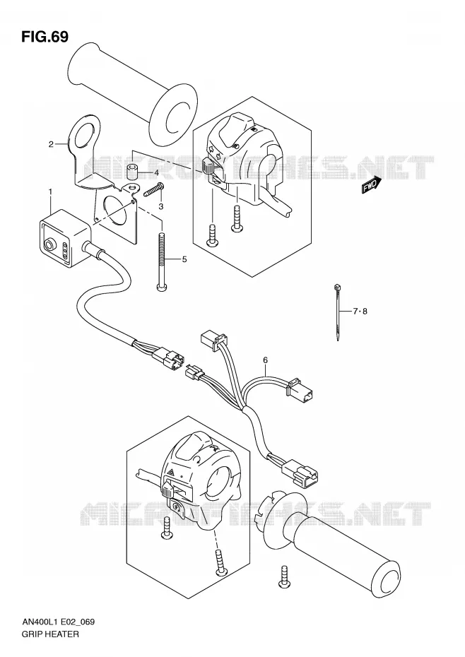 GRIP HEATER (AN400ZAL1 E51) Suzuki SCOOTER 400 BURGMAN 2011  AN400L1(E2)