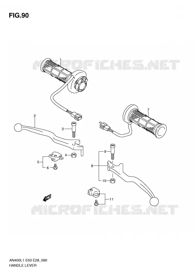 HEFBOMEN - HANDGRIPS (AN400ZAL1 E33) Suzuki SCOOTER 400 BURGMAN 2011  AN400L1(E3/E28)