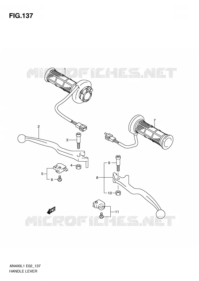 HEFBOMEN - HANDGRIPS (AN400ZAL1 E51) Suzuki SCOOTER 400 BURGMAN 2011  AN400L1(E2)
