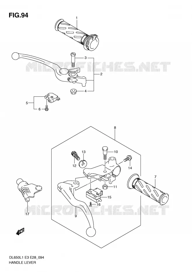 HEFBOMEN - HANDGRIPS (DL650L1 E33) Suzuki MOTO 650 V-STROM 2011  DL650L1(E3)