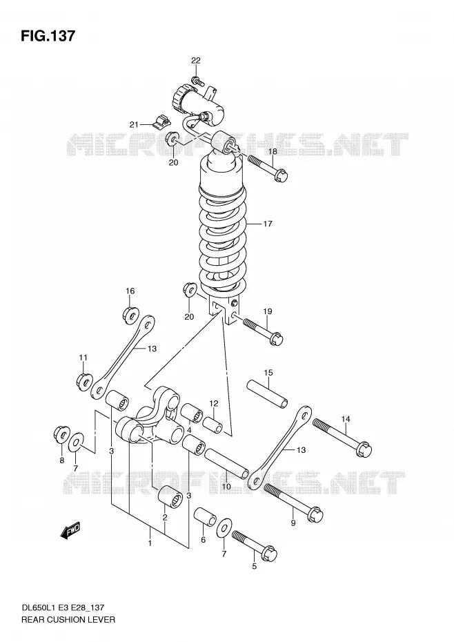 SCHOKBREKER AANEENSCHAKELING (DL650L1 E28) Suzuki MOTO 650 V-STROM 2011  DL650AL1(E3)