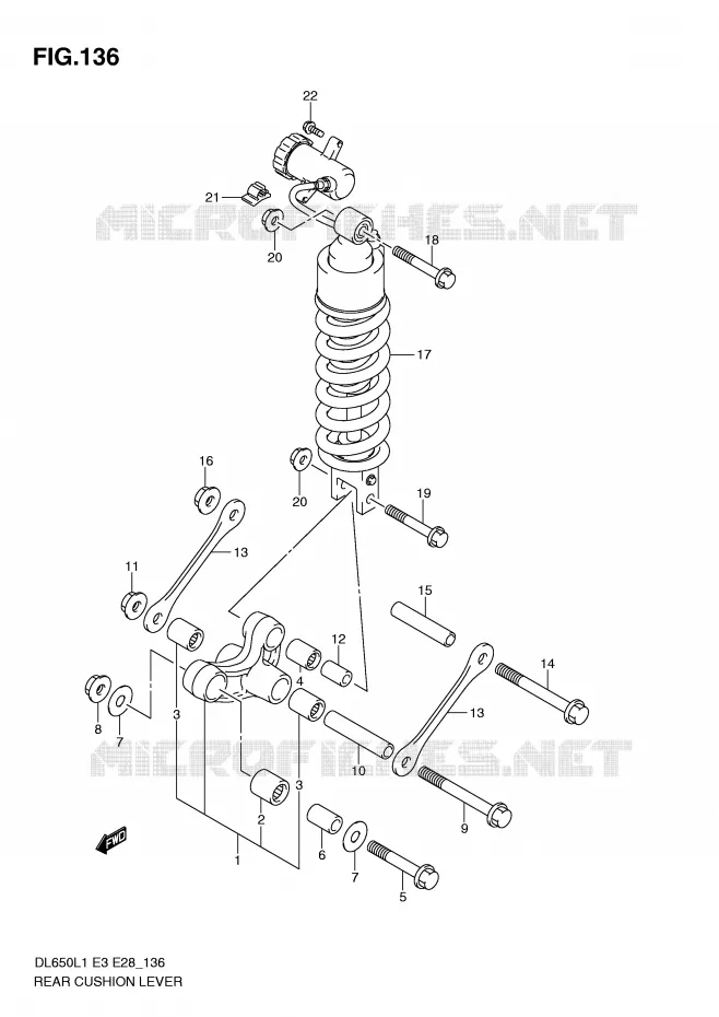 SCHOKBREKER AANEENSCHAKELING (DL650L1 E3) Suzuki MOTO 650 V-STROM 2011  DL650AL1(E3)