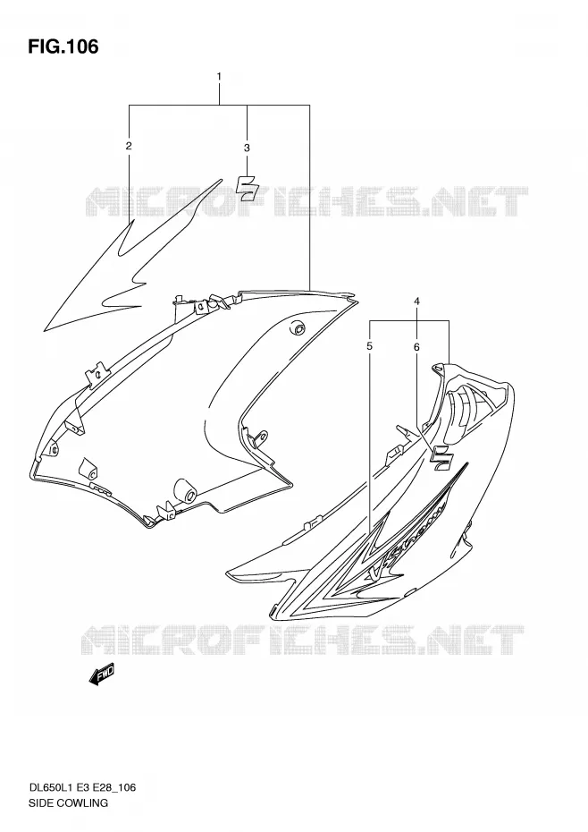 SIDE KUIP Suzuki MOTO 650 V-STROM 2011  DL650L1(E3)