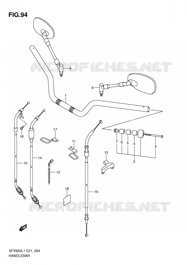STUUR (SFV650UAL1 E21) Suzuki MOTO 650 GLADIUS 2011  SFV650AL1(E21)