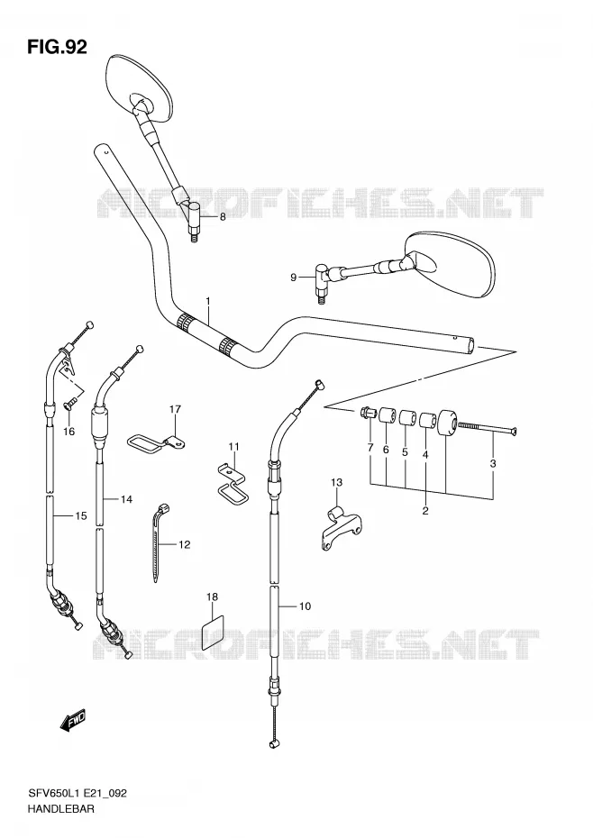 STUUR (SFV650UL1 E21) Suzuki MOTO 650 GLADIUS 2011  SFV650AL1(E21)