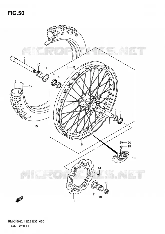 VOORWIEL Suzuki MOTO 450 RMX-Z 2011  RMX450ZL1(E28/E33)
