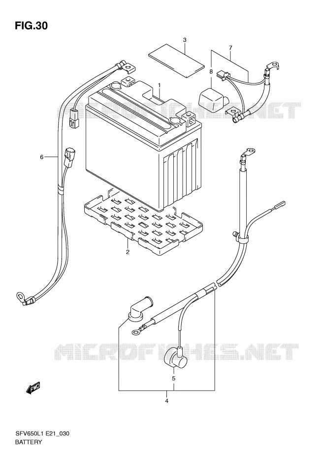 ACCU (SFV650UAL1 E21) Suzuki MOTO 650 GLADIUS 2011  SFV650UAL1(E21)