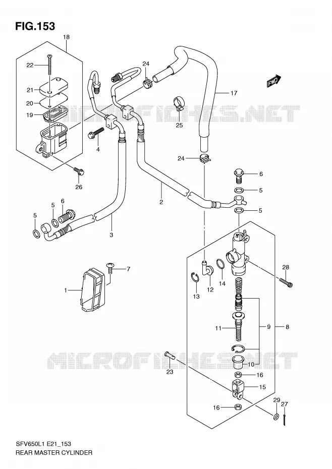 ACHTER hoofdremcilinder (SFV650AL1 E21) Suzuki MOTO 650 GLADIUS 2011  SFV650AL1(E21)