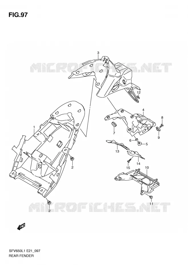 ACHTERSPATBORD (SFV650L1 E24) Suzuki MOTO 650 GLADIUS 2011  SFV650AL1(E21)