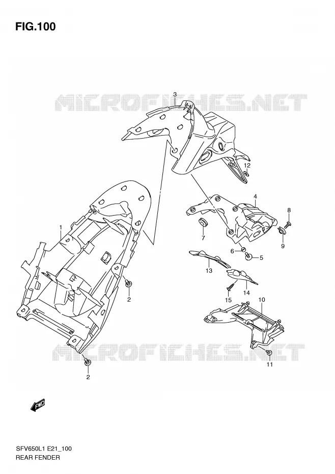 ACHTERSPATBORD (SFV650UL1 E24) Suzuki MOTO 650 GLADIUS 2011  SFV650UAL1(E21)
