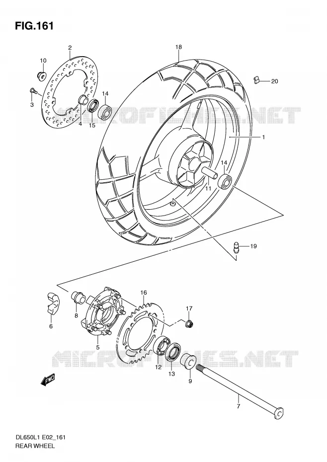 ACHTERWIEL (DL650L1 E2) Suzuki MOTO 650 V-STROM 2011  DL650AL1(E2)