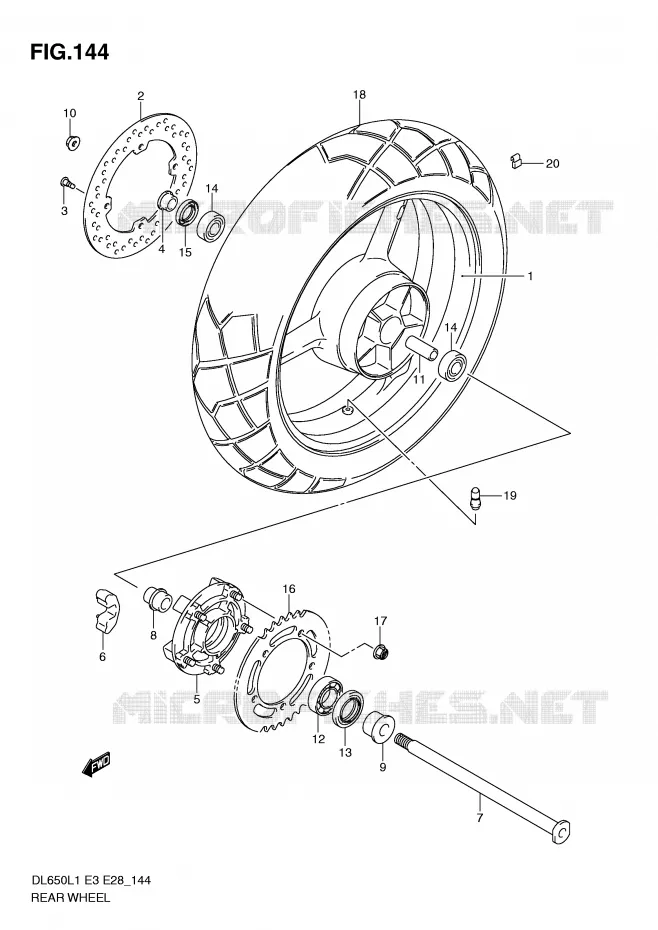 ACHTERWIEL (DL650L1 E33) Suzuki MOTO 650 V-STROM 2011  DL650AL1(E3)