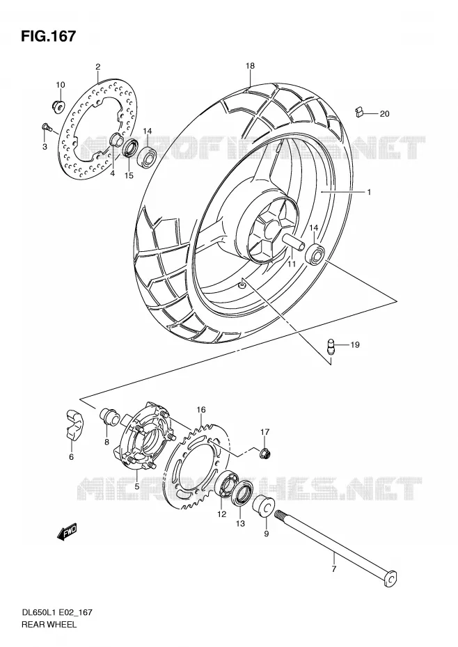 ACHTERWIEL (DL650UEL1 E19) Suzuki MOTO 650 V-STROM 2011  DL650UEL1(E2)