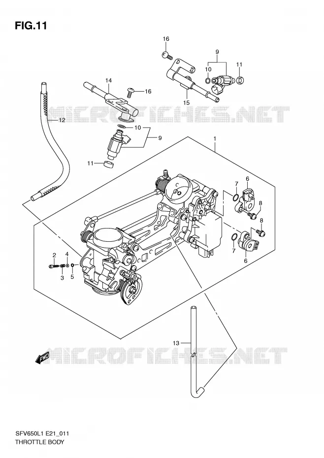 BRANDSTOFINJECTIE ASSY Suzuki MOTO 650 GLADIUS 2011  SFV650L1(E21)