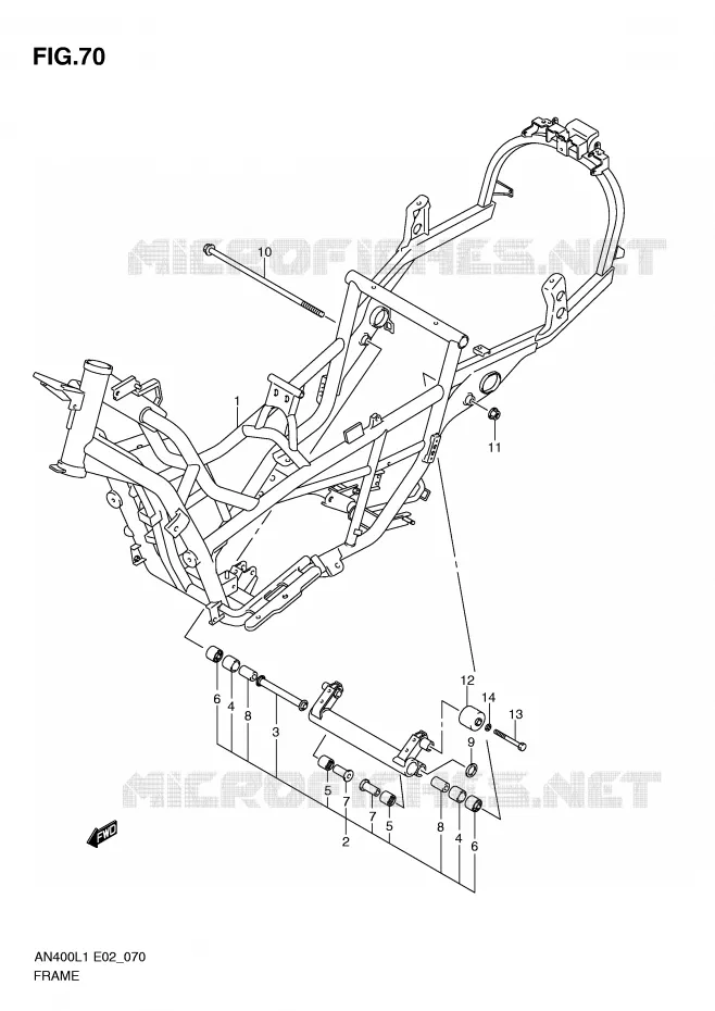 FRAME (AN400L1 E19) Suzuki SCOOTER 400 BURGMAN 2011  AN400ZAL1(E2)