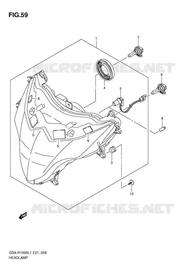 KOPLAMP (GSX-R1000UFL1 E21) Suzuki MOTO 1000 GSX-R 2011  GSX-R1000L1(E21)