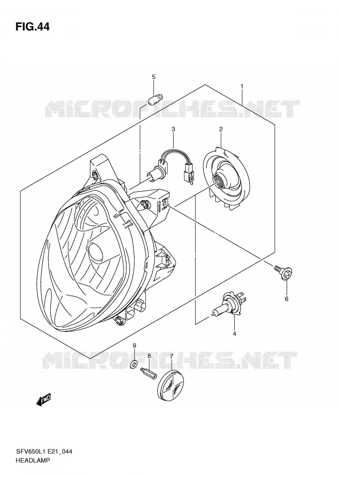 KOPLAMP (SFV650L1 E24) Suzuki MOTO 650 GLADIUS 2011  SFV650L1(E21)