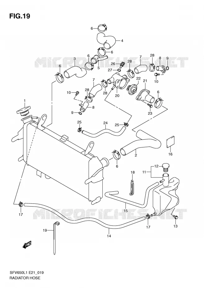 RADIATOR SLANG Suzuki MOTO 650 GLADIUS 2011  SFV650L1(E21)