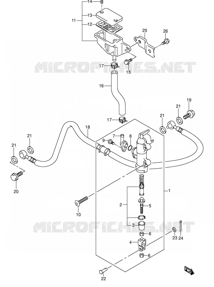 ACHTER HOOFDREMCILINDER (MODELE K3) Suzuki MOTO 1300 HAYABUSA 2000  GSX1300RU1Y(E2)