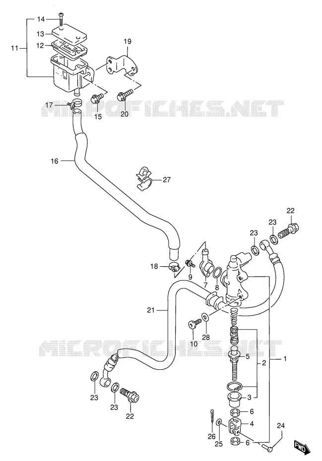 ACHTER HOOFDREMCILINDER (MODELE P/R) Suzuki MOTO 1100 GSX-R 1994  GSX-R1100WR(E2)