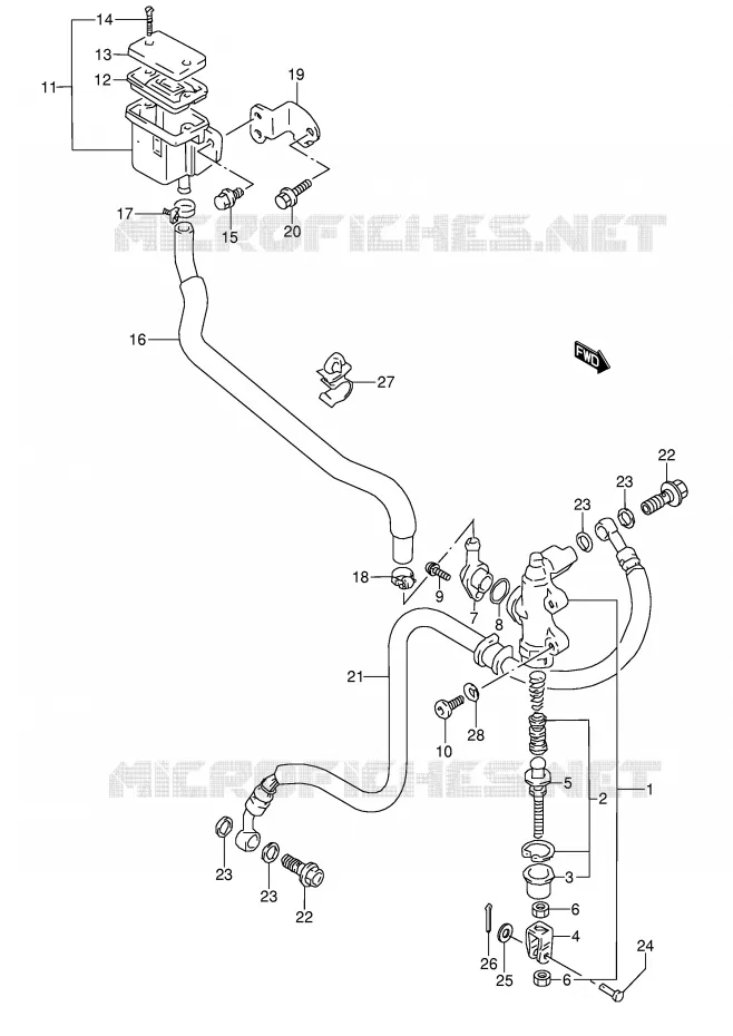 ACHTER HOOFDREMCILINDER (MODELE P/R) Suzuki MOTO 1100 GSX-R 1996  GSX-R1100WT(E28)