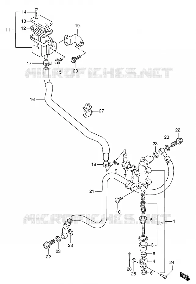 ACHTER HOOFDREMCILINDER (MODELE S/T/V/W) Suzuki MOTO 1100 GSX-R 1997  GSX-R1100WV(E2)
