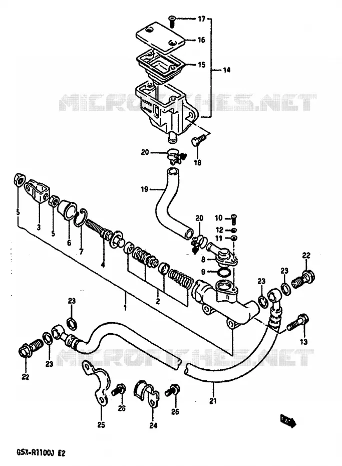 ACHTER HOOFDREMCILINDER Suzuki MOTO 1100 GSX-R 1988  GSX-R1100J(G/H/J)