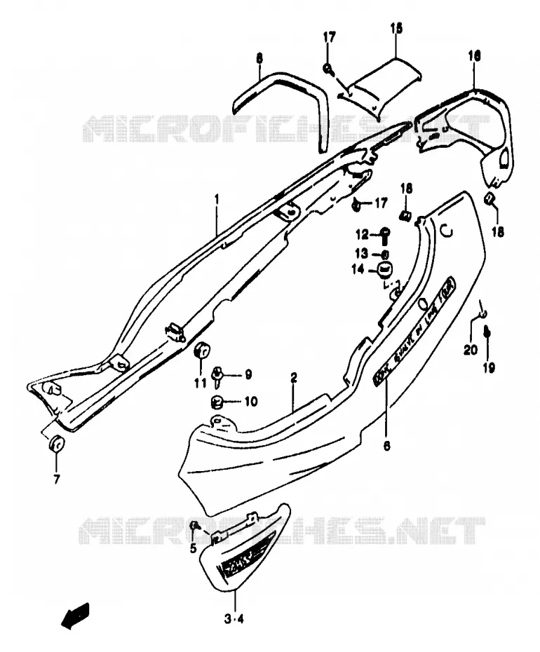 ACHTER KUIP  (GSF1200SAV) Suzuki MOTO 1200 BANDIT 1996  GSF1200T/GSF1200ST