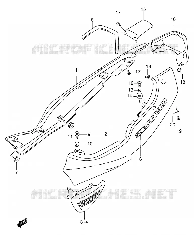 ACHTER KUIP  (GSF1200SAW) Suzuki MOTO 1200 BANDIT 2000  GSF1200SY(E2)