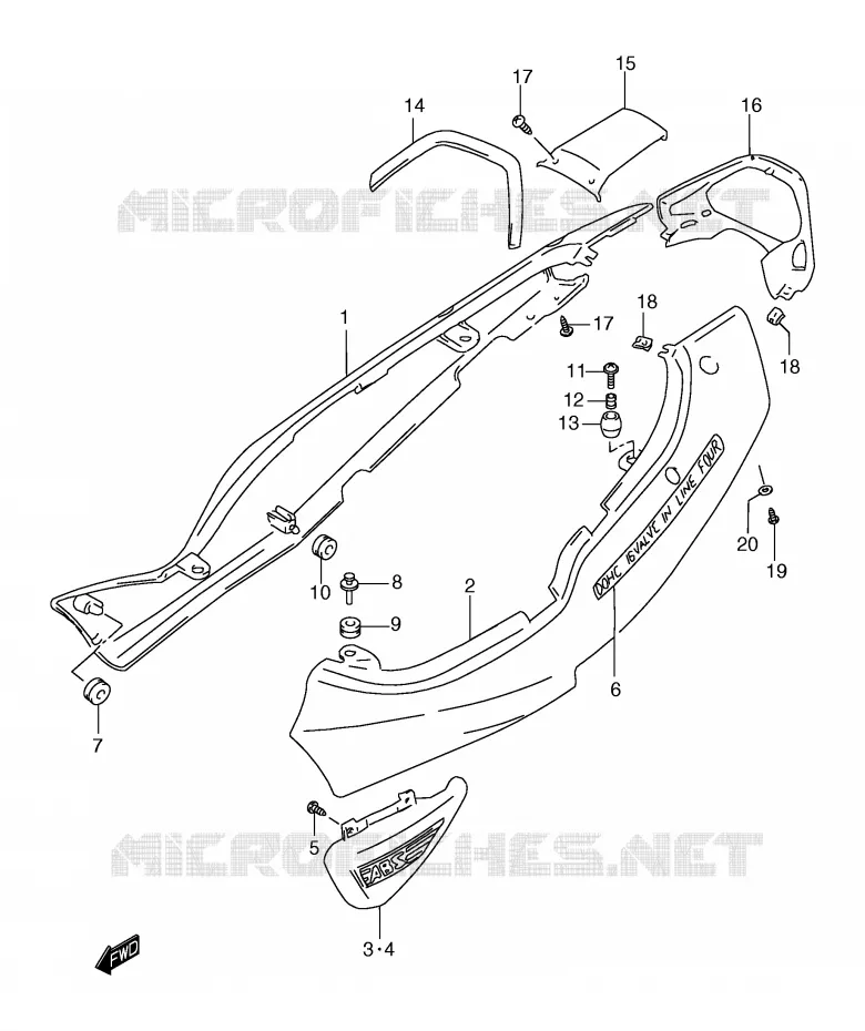ACHTER KUIP  (GSF1200SAX) Suzuki MOTO 1200 BANDIT 2000  GSF1200Y/GSF1200SY/GSF1200SAY