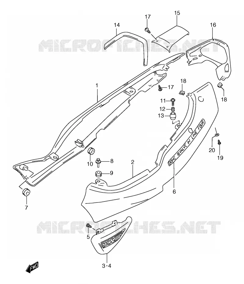 ACHTER KUIP  (GSF1200SAY) Suzuki MOTO 1200 BANDIT 1998  GSF1200SW(E2)