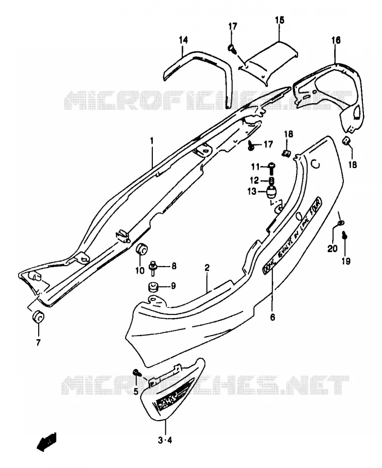 ACHTER KUIP  (GSF1200SAY) Suzuki MOTO 1200 BANDIT 2000  GSF1200SAY(T/V/W/X/Y)