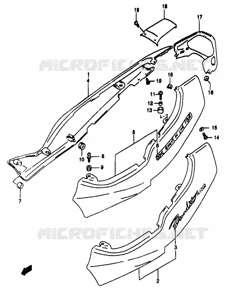 ACHTER KUIP  (GSF1200X/SX) Suzuki MOTO 1200 BANDIT 1998  GSF1200W/GSF1200SW/GSF1200SAW