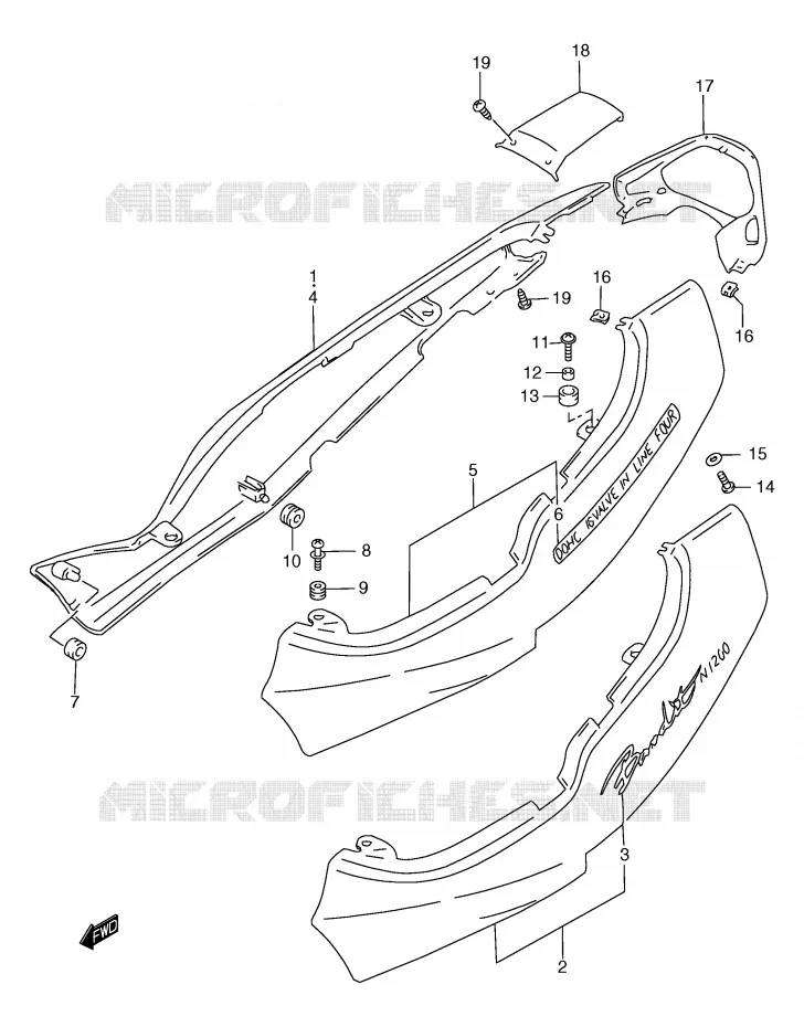 ACHTER KUIP  (GSF1200X/SX) Suzuki MOTO 1200 BANDIT 2000  GSF1200SAY(E2)