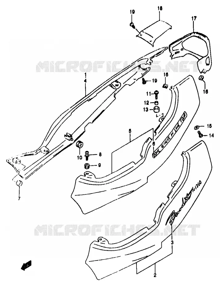 ACHTER KUIP  (GSF1200Y/SY) Suzuki MOTO 1200 BANDIT 1996  GSF1200T(T/V/W/X/Y)
