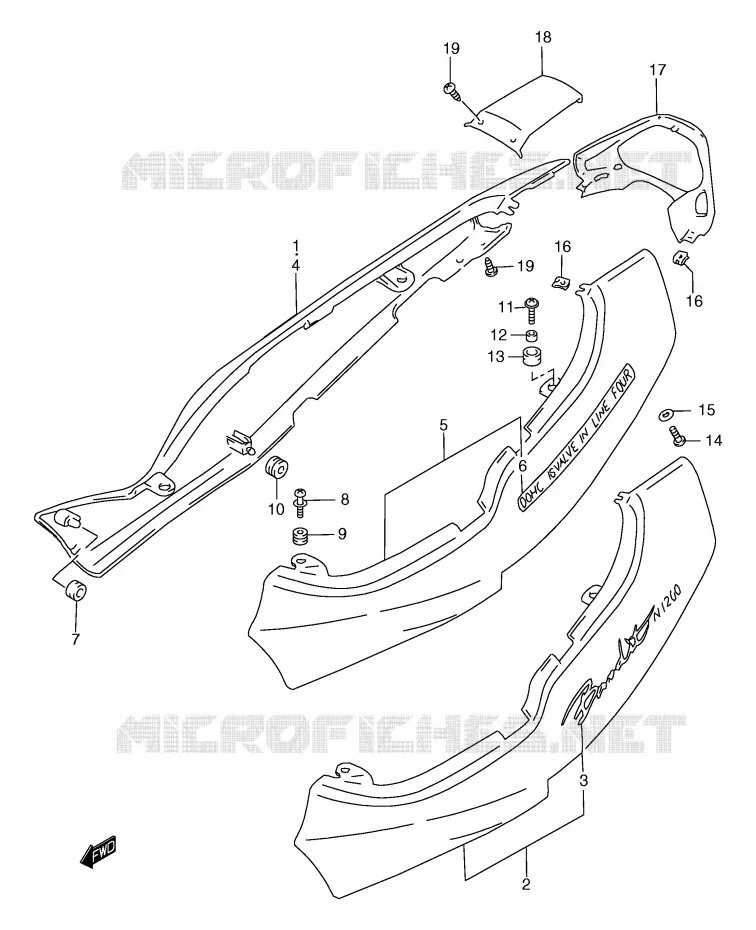 ACHTER KUIP  (GSF1200Y/SY) Suzuki MOTO 1200 BANDIT 1998  GSF1200SAW(E2)
