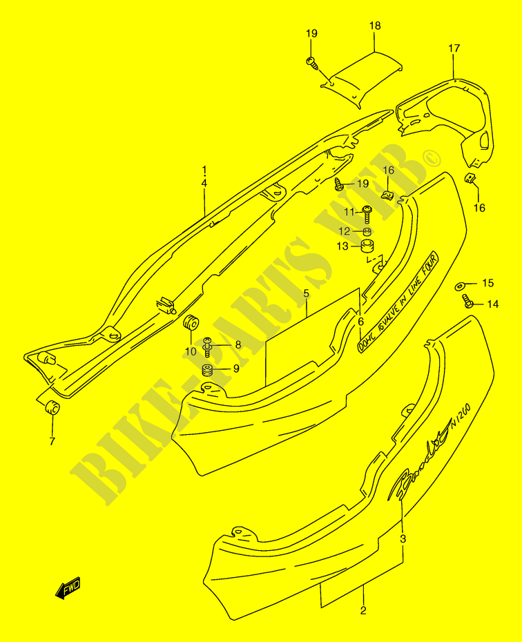 ACHTER KUIP  (GSF1200Y/SY) voor Suzuki BANDIT 1200 2000