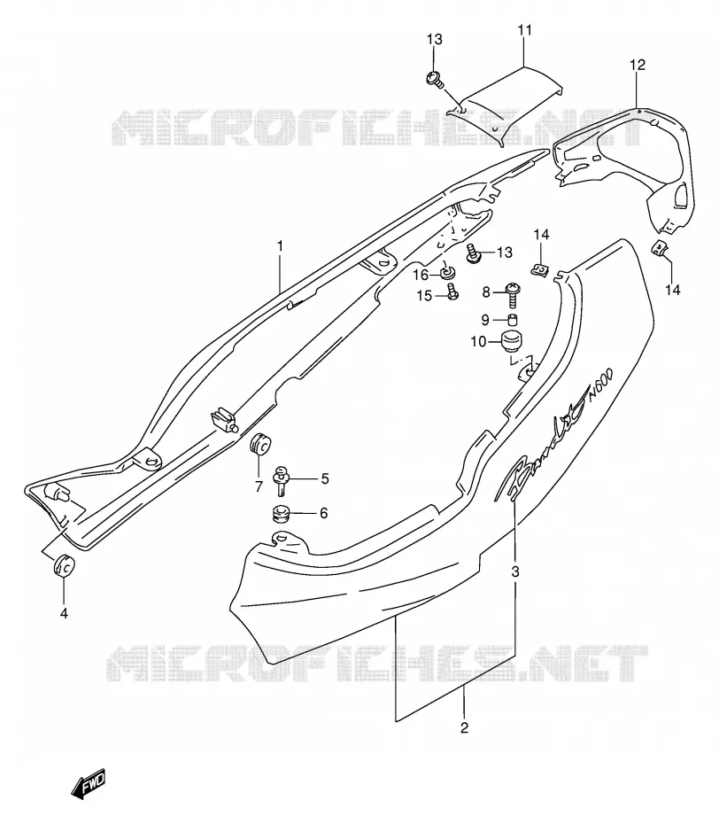 ACHTER KUIP  (GSF600S/US/T/UT/V/UV) Suzuki MOTO 600 BANDIT 1997  GSF600V/GSF600SV/GSF600UV/GSF600SUV