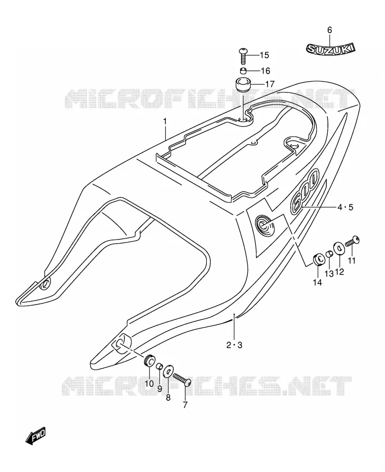 ACHTER KUIP  (GSX-R600K3) Suzuki MOTO 600 GSX-R 2001  GSX-R600K1(E2)